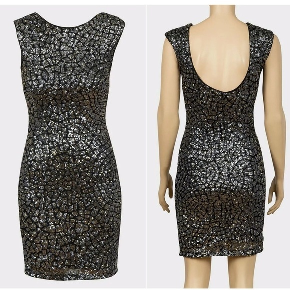 Sequin pattern scoop back mini dress - Picture 2 of 6